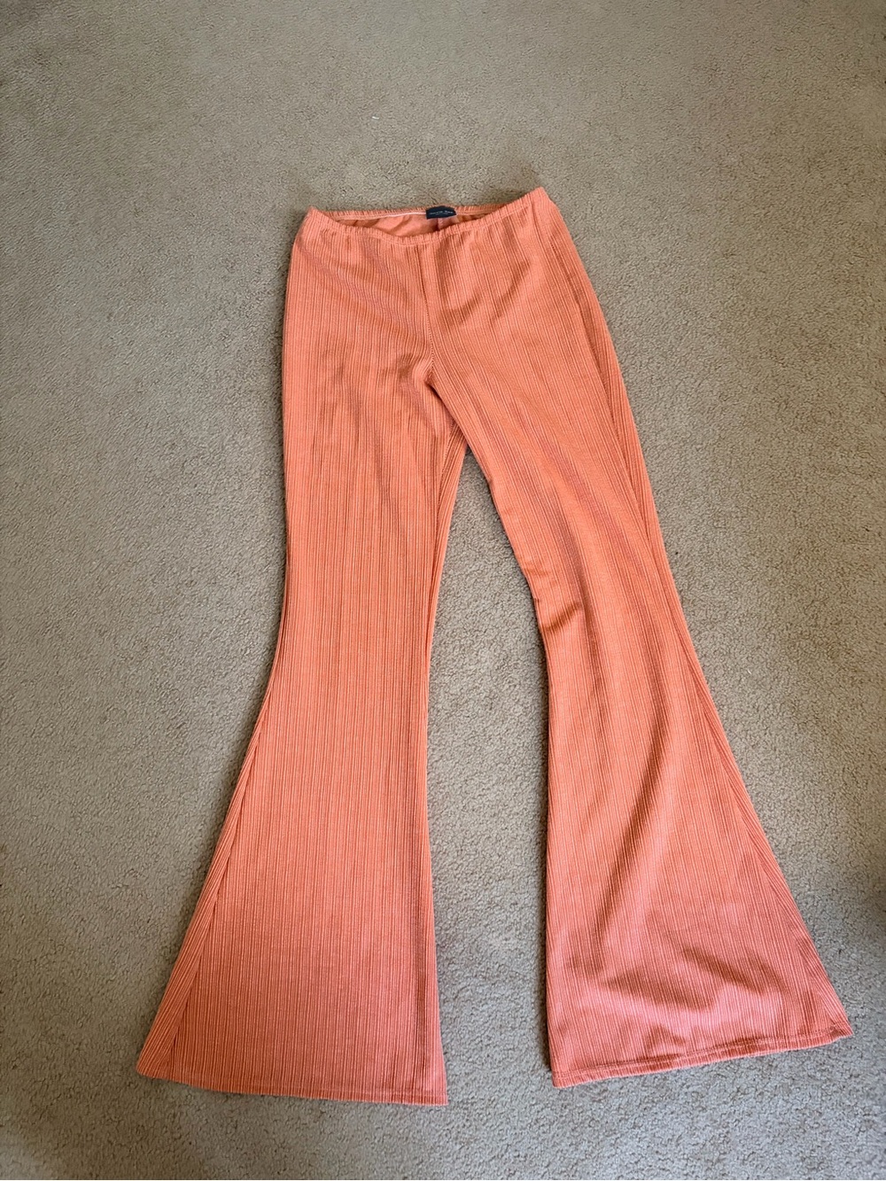 Olivia Rae Coral Ribbed Flare Pants
